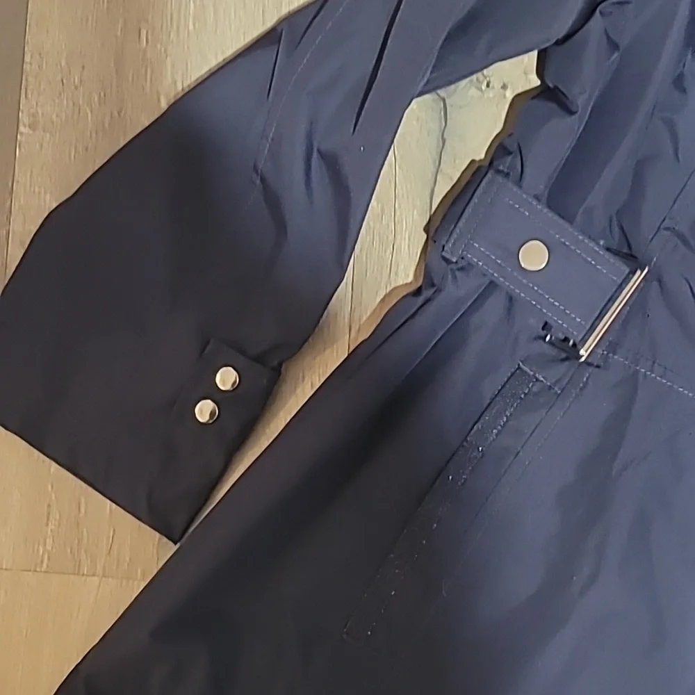 NWT INTL d.e.t.a.i.l.s Jacket Women's Rain Coat Hood Navy Peacoat Size XL - Picture 2 of 6